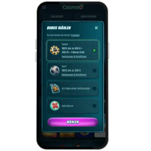 Rekisteröityminen ja kirjautuminen Caspero Casinolle